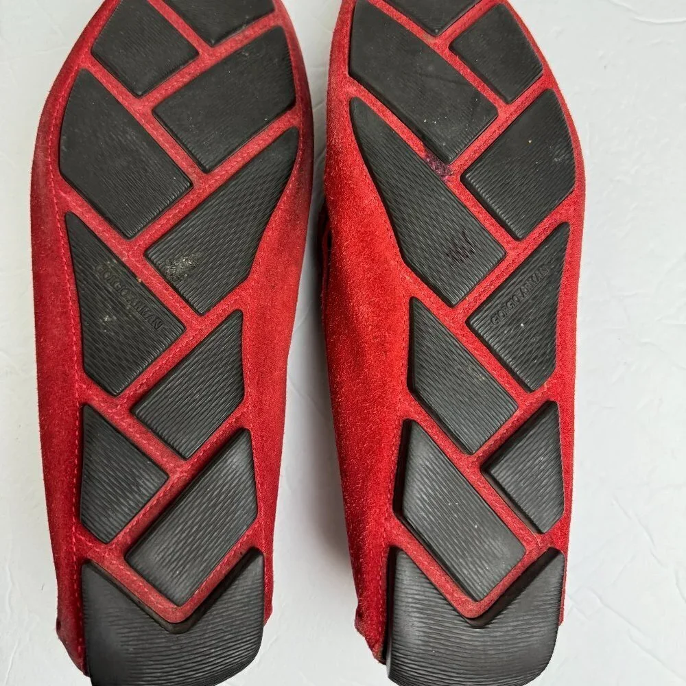 Giorgio Armani Driving Shoes Red Suede Size 8.5